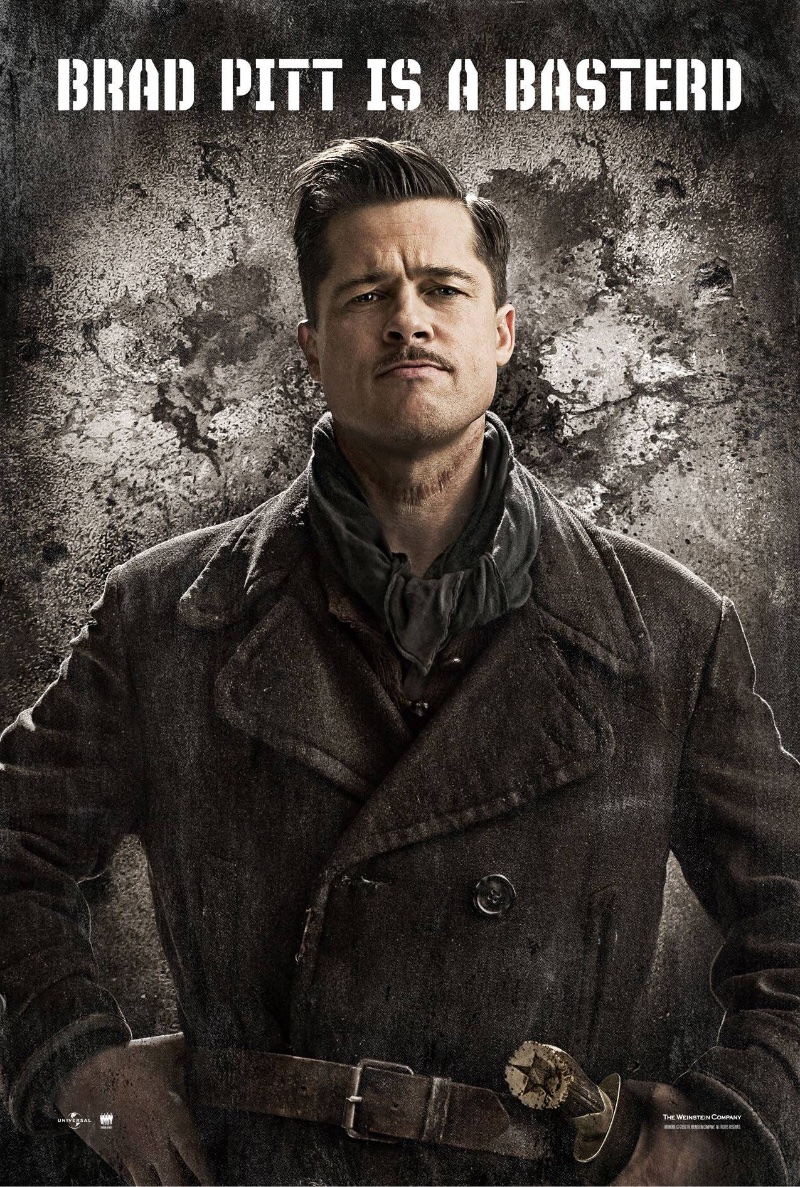 Brad Pitt sports a glossy undercut as Lt. Aldo Raine in 2009's Inglourious Basterds.