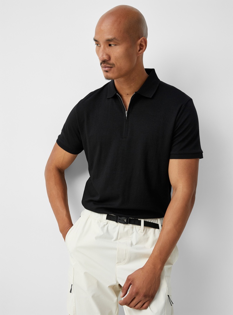 Polo Shirt Zip Collar Simons Selected