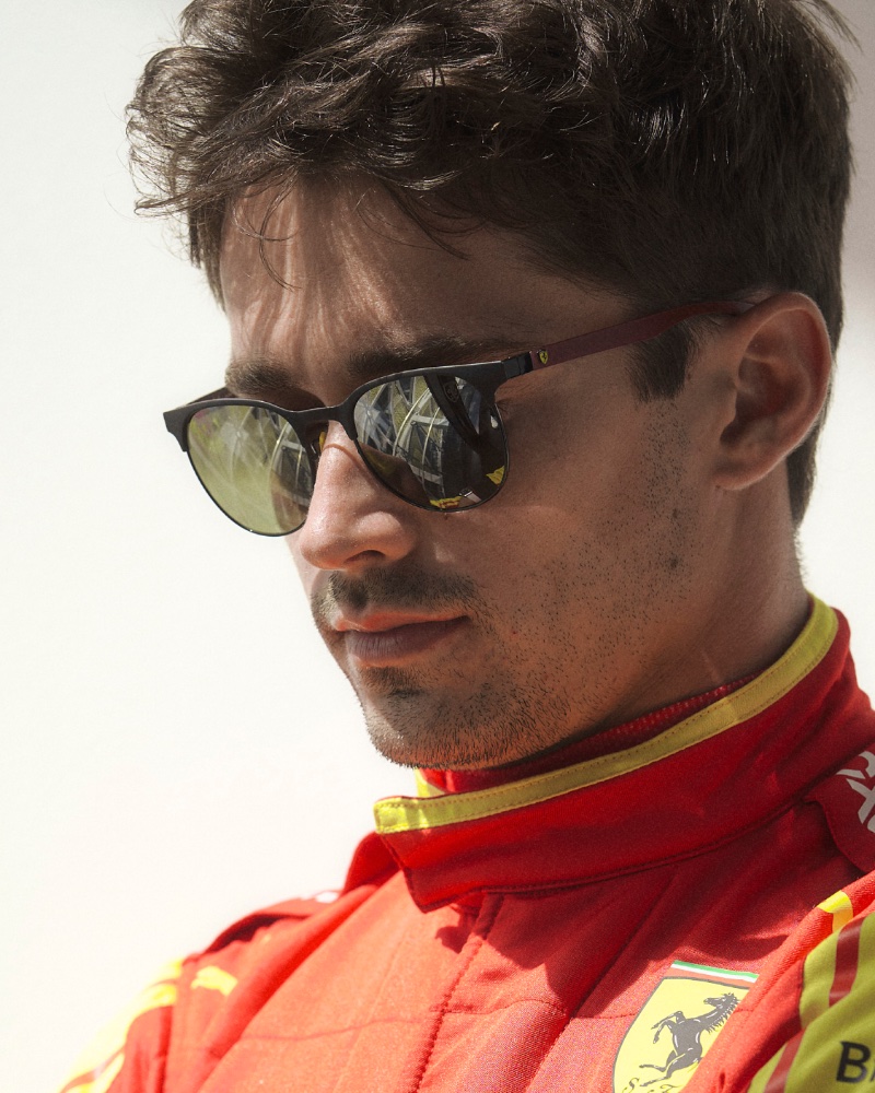 Charles Leclerc wears Ray-Ban x Scuderia Ferrari Monza sunglasses. 